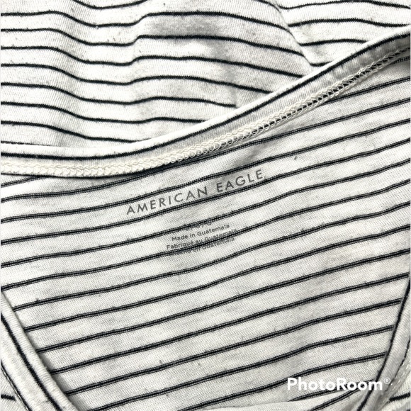 American Eagle Faux Tie Front • Striped Pocket Tee - Picture 2 of 2